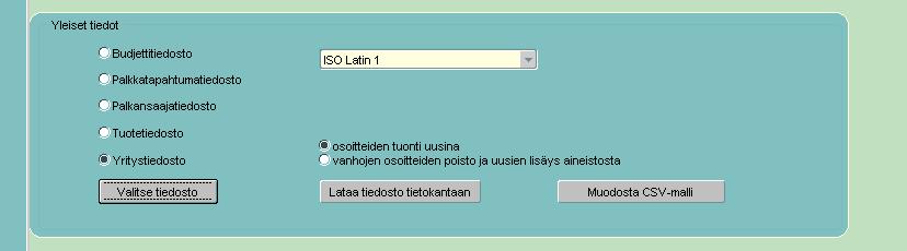 Kun koneelta on selattu esiin oikea tiedosto, voidaan se lähettää Lähetä-painikkeella ja tämän jälkeen ladata ohjelmaan sovellusikkunan puolella Lataa tiedosto tietokantaan -painikkeella. 3.