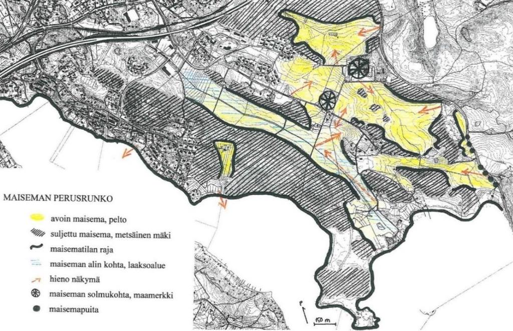 Kuva 15. Maisemakuvalliset tekijät alueelle laaditun selvityksen Koiskalan kartanon kulttuurimaisema - historiallinen ja maisemallinen tarkastelu sekä rakentamisen reunaehdot mukaan (Vuorinen 2005).