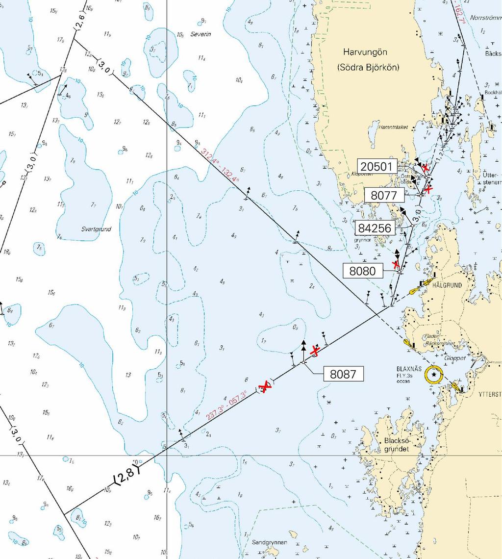 Kuva viitteeksi, karttaotteet ei merikartan mittakaavassa / Bild för referens, kortutdrag inte i sjökortets skala / Image for reference, chart extracts not to scale of chart ( FTA, Vaasa/Vasa 2018 )