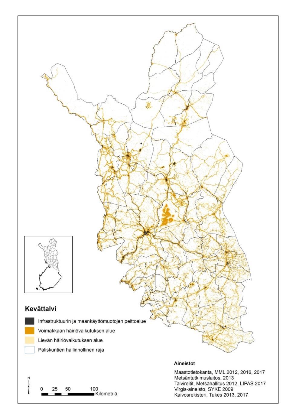 Maankäytön peitto- ja vaikutusalueet porolaitumilla Alustava kartoitukset tehty kaikista paliskunnista Syken ja Luken yhteisissä hankkeessa ja ne on nyt viimeistelty Luken