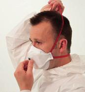 Venttiilitön 2. Vedä leuka- ja nenäpaneeliliuskoja, kunnes nenäpuristin taipuu sen verran, että hengityssuojain muotoutuu kuppimaiseksi.