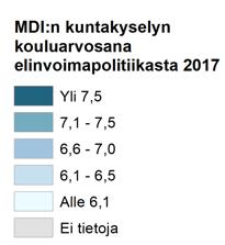 Lähde: MDI:n kuntalaiskysely 2017 (n=2881) Kartta: Susanna Haanpää Kaikkien Manner-Suomen seutujen keskiarvo oli 7,79 ja mediaani-seudun arvo oli 7,57.