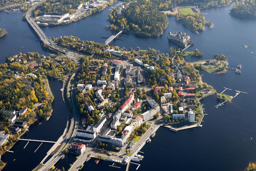 Ilmakuva Savonlinnan 1. kaupunginosasta vuodelta 2013, suunnittelualue punaisella 3.6 Vaikutukset luonnonympäristöön 3.
