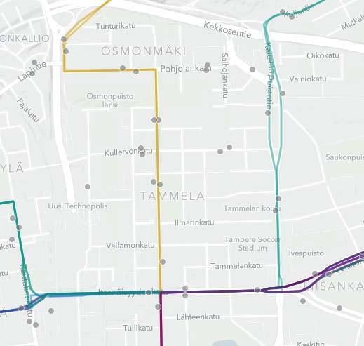 Bussilinjasto 2021, luonnos Itsenäisyydenkatu Linja 6 Vatialasta Linja 28 Sorilasta Linja 29 Pappilasta Linja