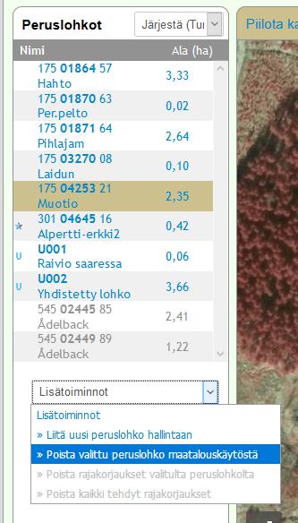 Peruslohkon poisto maatalouskäytöstä Sitoumuksella /