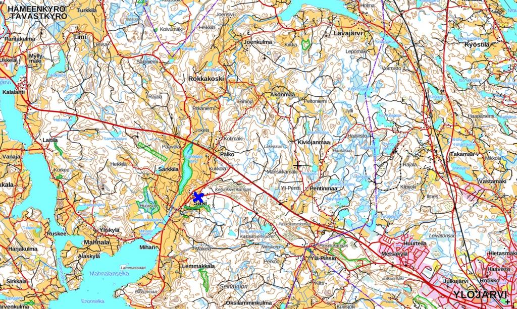 SUUNNITTELUALUE 3 Suunnittelualueen sijainti. Tilan 108-426-3-266 Alikerttula, Sasintie 68, asemakaavan suunnittelualue sijaitsee Hämeenkyrön kunnan Sasin kylässä (karttaote yllä).