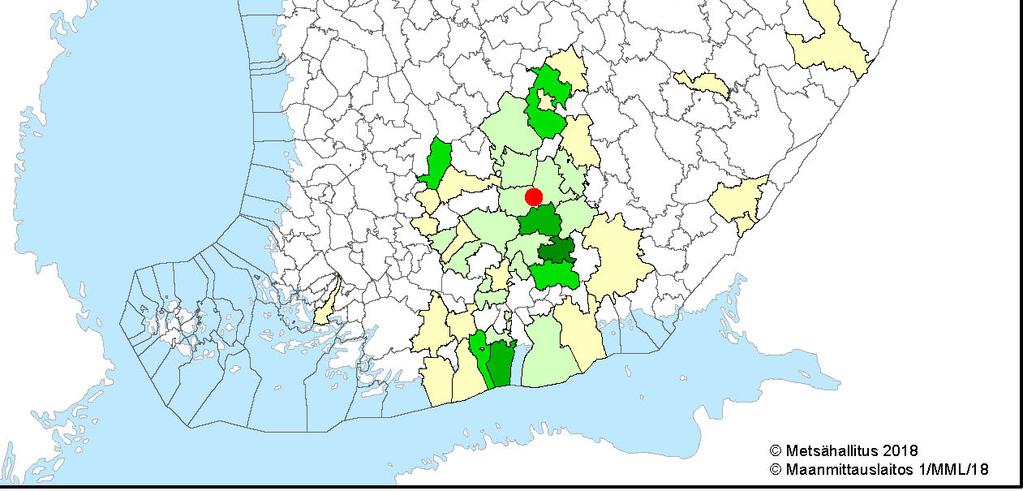 Kuva 4. Vastanneiden kotimaisten kävijöiden asuinkunnat (n = 307).