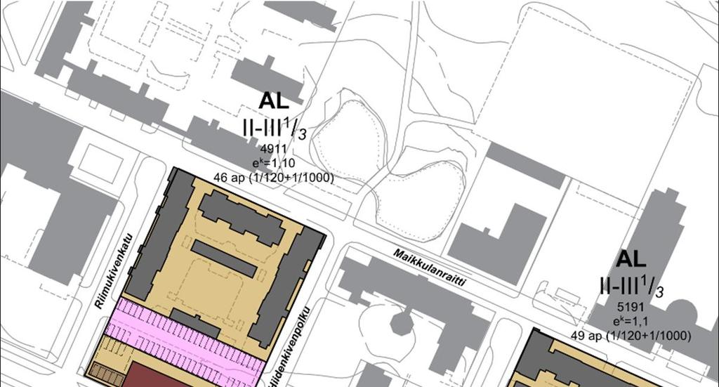 26 8. Kangaskontiontie Viitesuunnitelma Tiedot Käyttötarkoitus/talotyyppi: AK Alueen pinta-ala: 0,29 ha Aluetehokkuus: 1,25 Arvio rakennusoikeudesta: 3600 Asukasmääräarvio: 70 Alueen yleiskuvaus -