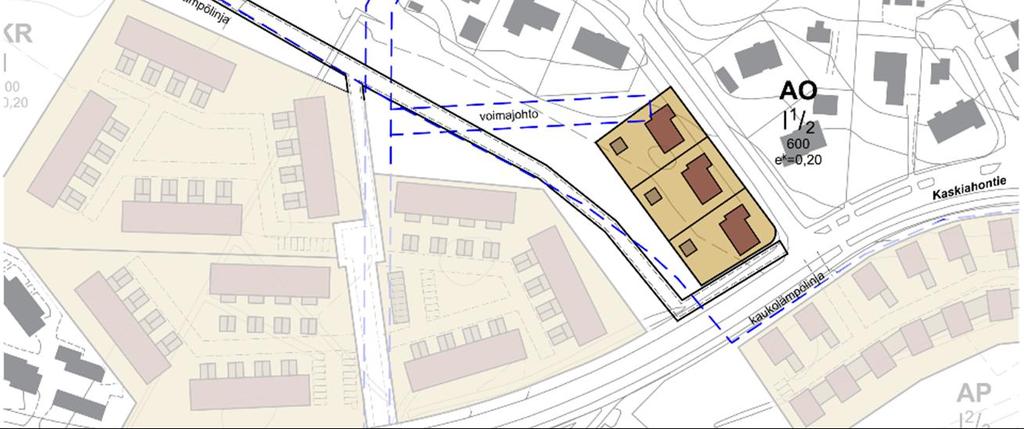 Kaskitien avoin pääte mahdollistaa täydennysrakentamisen. - Pohjoispuolen kortteli on männikköä, eteläpuolen vanhaa umpeenkasvanutta peltoa. - Alue soveltuu AO-tonteiksi.