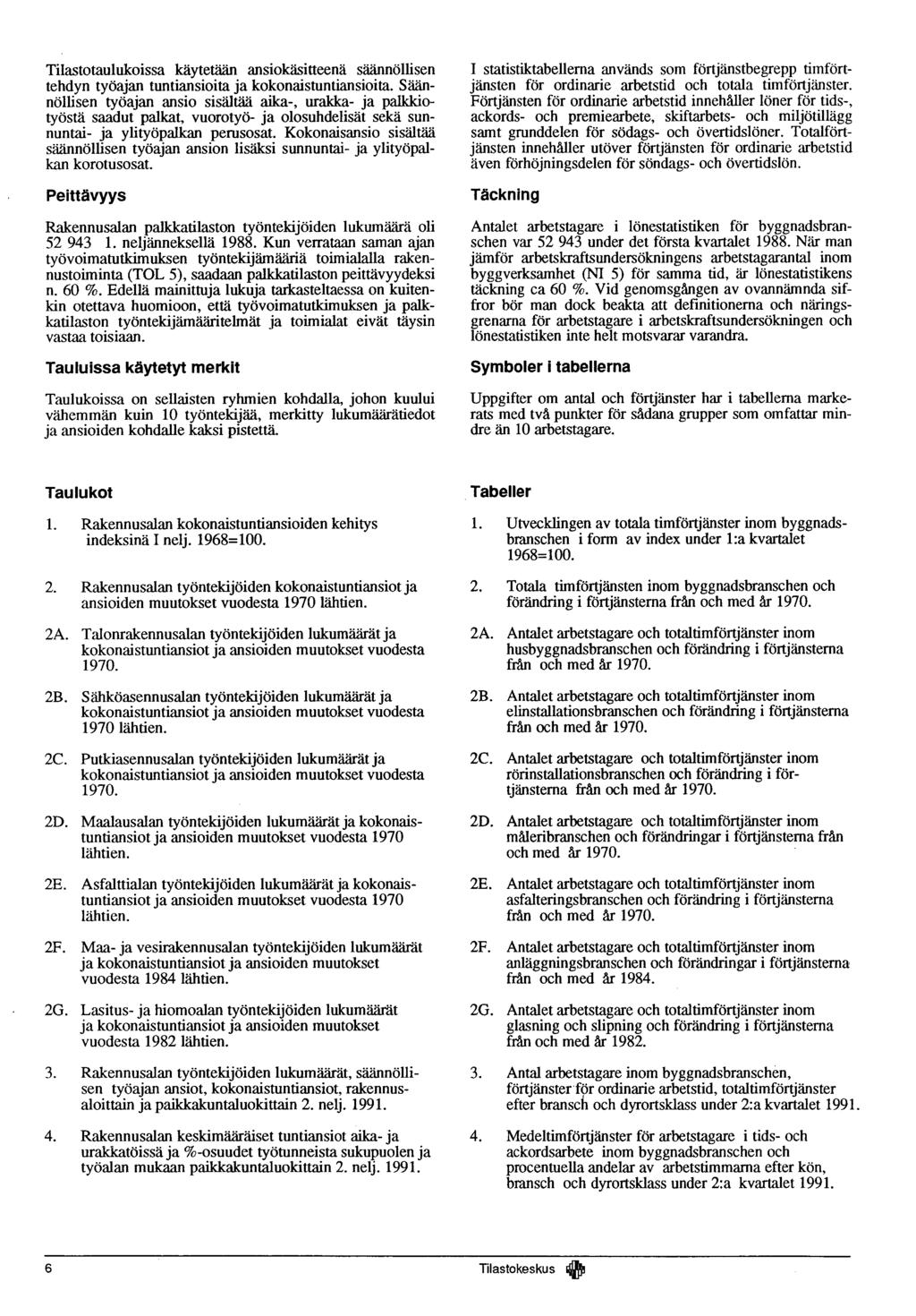 Tilastotaulukoissa käytetään ansiokäsitteenä säännöllisen tehdyn työajan tuntiansioita ja kokonaistuntiansioita.