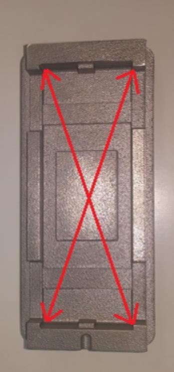 Figure 21 The 3D printed cavity insert, wrong cross measurement (red arrows) The third 3D printing attempt excluded the