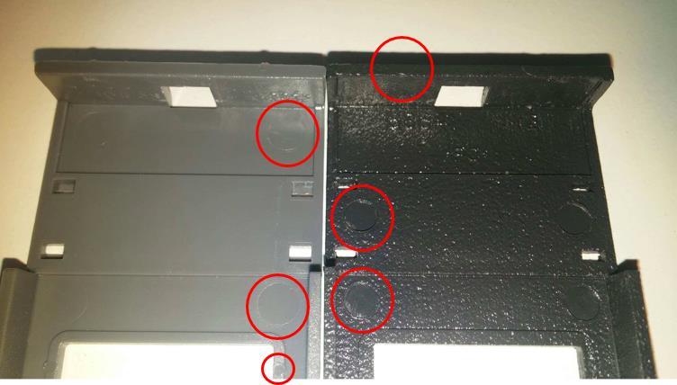 27 The variation in ejector pins location, size and quantity are compared in figure 34.