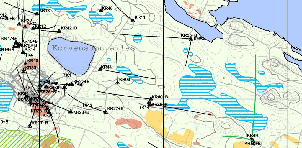 4 Figure 1. Location of the holes, measured holes enhanced in green. OL-KR49 was drilled in 2008 to the length of 1060,22 m. The start inclination of the hole is 59,2º.