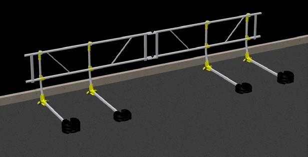 AluFix EVO turvakaidejärjestelmä on katoille tilapäisesti asennettava turvatuote. Turvakaidejärjestelmä on varustettu vastapainoilla. Työskentely katoilla on siten turvallista.
