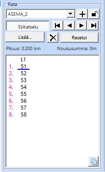 001) Seuraavaksi sijoitetaan kartalle liput (4 kpl) Kiinnitä sijoittamasi elementit rataan ASEMA_2 Rata näyttää nyt kuvan listan