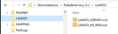 Tehtävien vienti TiMille Hakemistossa LAAKSO on nyt pohjakartta (LAAKSO_HS_4000.