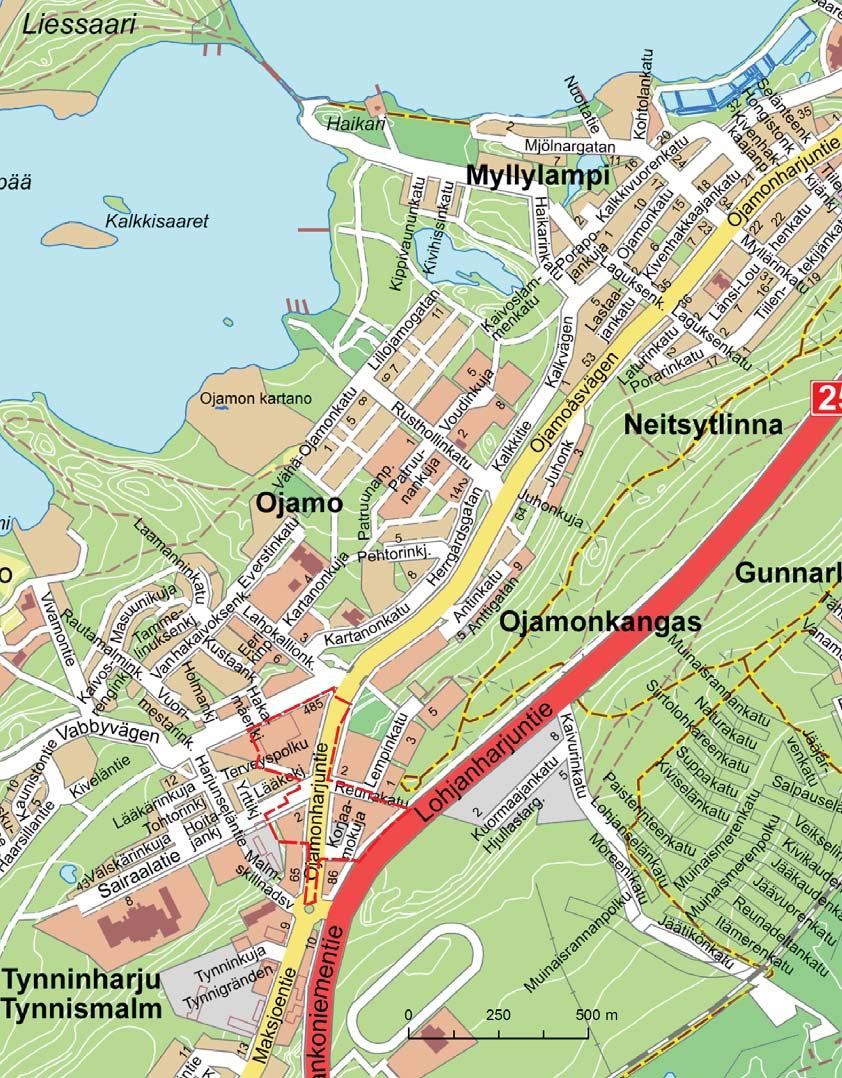 LÄHTÖKOHDAT SELVITYS SUUNNITTELUALUEEN OLOISTA ALUEEN YLEISKUVAUS Suunnittelualue sijaitsee Ojamon ja Ojamonkankaan kaupunginosissa, Tynninharjulla, noin km Lohjan keskustasta lounaaseen.