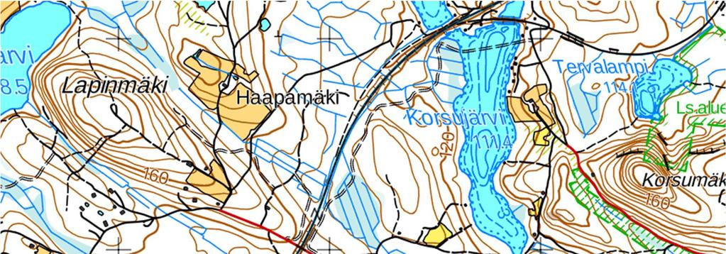 Kuva 4.1. Mittauspisteiden sijainti vuoden 2018 meluseurannassa (jakso 1 vihreät pisteet, jakso 2 pinkit pisteet), Heinjoki.
