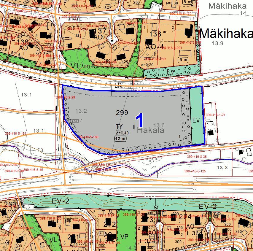 Kohde 1. Kortteli 299. Maanomistajana Laihian kunta. Pinta-ala n. 3,0 ha. Kaavanmuutos kaupallisia tiloja mahdollistavaksi kaavaksi.