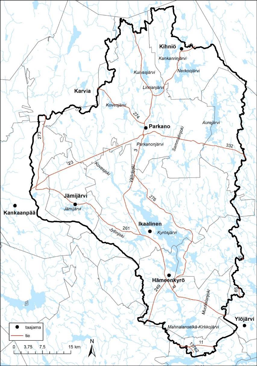 Hankkeen taustaa ja esittelyä Hankkeen toiminta-alueena Ikaalisten reitin vesistöalue Alue on Pirkanmaa pienoiskoossa maa- ja