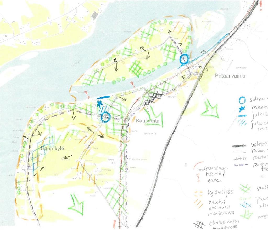 4.4 Kylämaisemat Suunnittelualueella on useita miellyttäviä kyläympäristöjä. Kaulinranta on nauhamainen kokonaisuus, josta löytyy selkeä kyläkeskus kouluineen ja muine palveluineen.