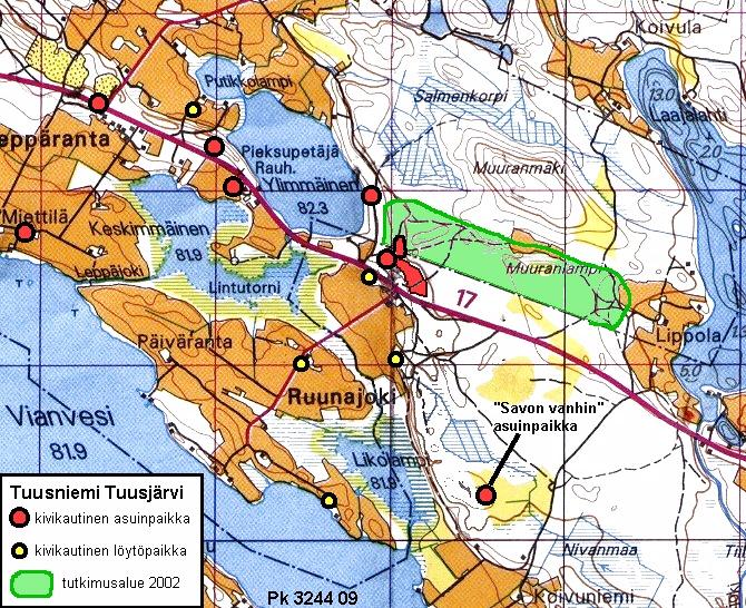 2 Perustiedot Alue Ks. yleiskartta. Suppea harjualue aivan Kuopion Tuusniemen rajalla vt. 17 pohjoispolella Tarkoitus On mahdollista, että alue kaavoituksessa osoitetaan maa-aineksen ottoalueeksi.