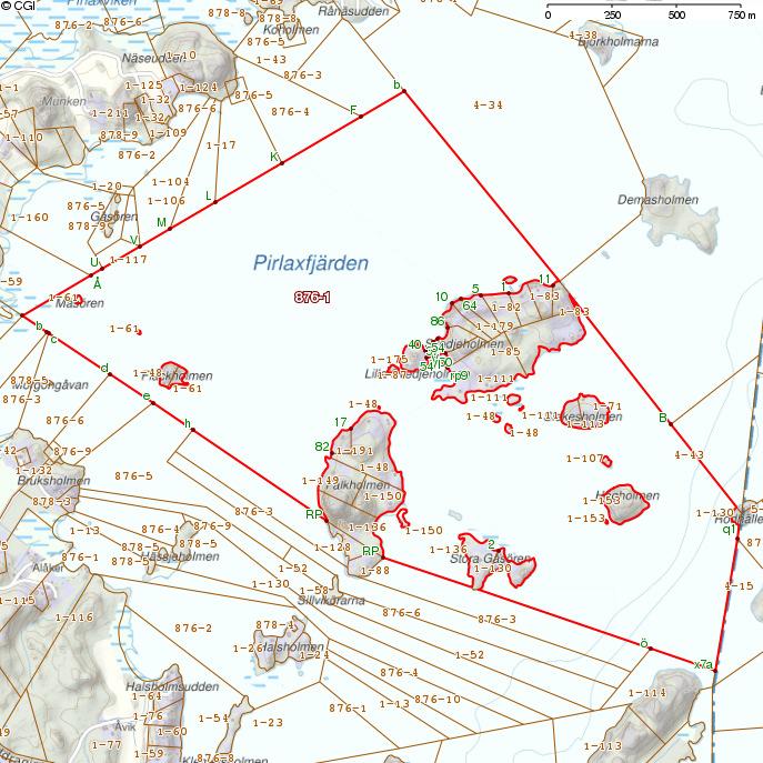 KIINTEISTÖ KARTALLA 05.11.2018 638-454-876-1 VESIALUEET sivu 2 (3) Kiinteistön raja- ja käyttöoikeusyksikkötiedot on haettu Kiinteistötietojärjestelmästä.