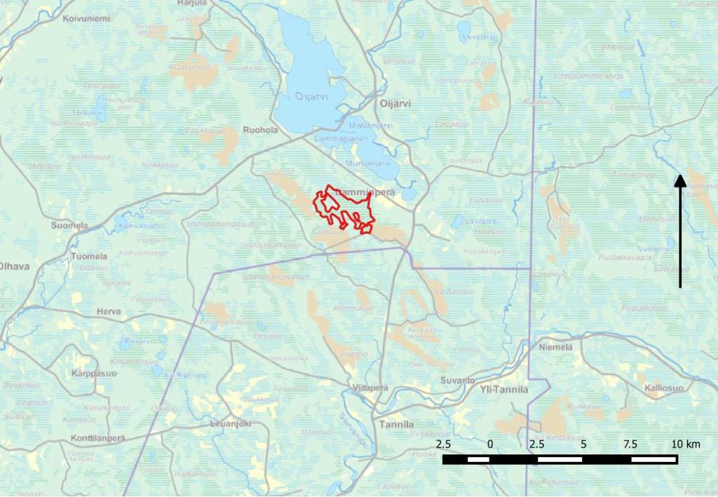 1.3.2016 2 (10) 1 Johdanto Polvisuo sijaitsee Iin Kuivaniemellä Oijärven eteläpuolella (Kuva 1). Selvitysalueen kokonaispinta-ala on 337 ha.