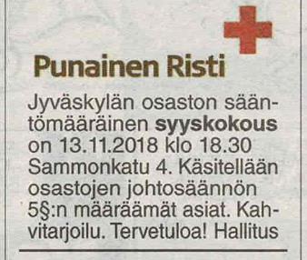 Nenäpäivään, Tourujoen yö -tapahtumaan, Nälkäpäivä -keräykseen, työharjoittelupaikkoihin sekä Hyvä joulumieli -lahjakortteihin liittyen.