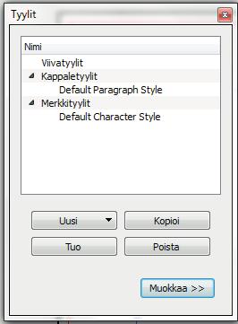 Tyylit Kappaletyyli Tyylit ovat tekstin esitystapoja, jotka voit muotoilla valmiiksi. Tähän sisältyy fontit, rivivälistyksen, värit yms.