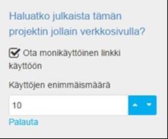 Monikäyttöinen linkki: - Käytä tätä, kun haluat että hakijat voivat itse rekisteröityä arviontiin URL-osoitteen avulla. - Ota monikäyttöinen linkki käyttöön valitsemalla kyseinen valintaruutu.