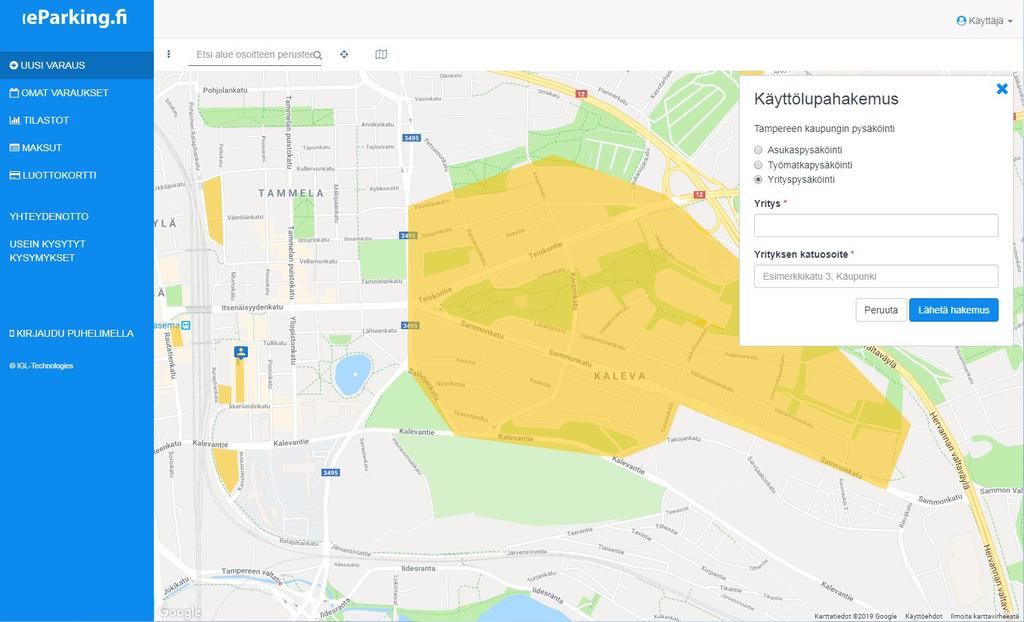 työnantajan tiedot kohtiin yrityksen