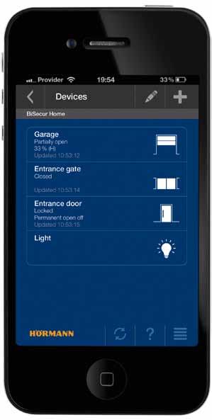 BiSecur App -sovellus Älypuhelimen tai tabletin helppoa käyttöä varten Helppo käyttää Kaikki toiminnot, joita