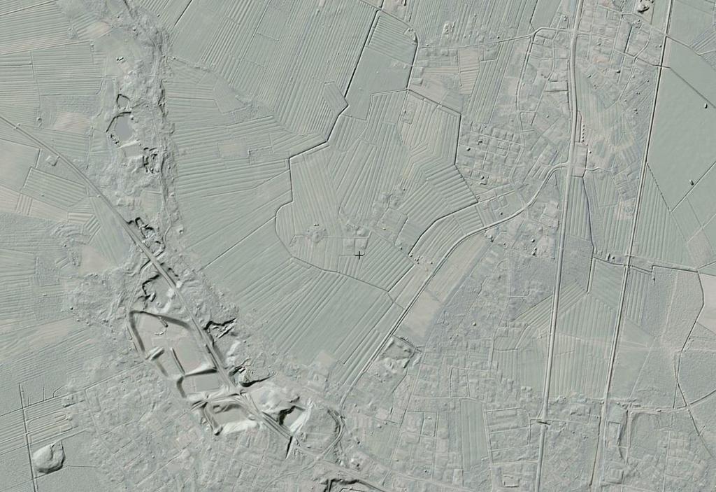 Rinnevarjostuskuva. (Kuva MML Karttapaikka). Rinnevarjostuskuvassa näkyvät Kempeleen alueen maisemarakenteelle tyypilliset piirteet.