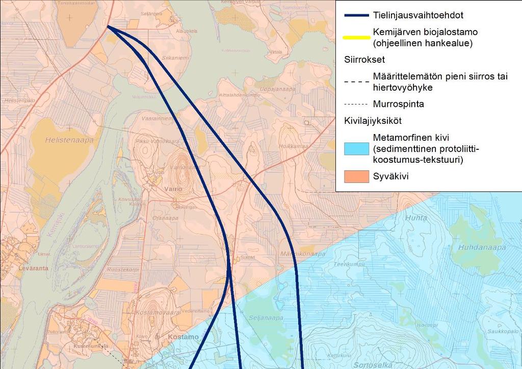 18 (34) 14.2.2019 Kuva 9. Ote kallioperäkartasta 1:200 000. Lähde: GTK 2017. 8.2 Topografia, peitteisyys Topografialtaan tielinjausvaihtoehtojen suunnittelualue on vaihteleva.