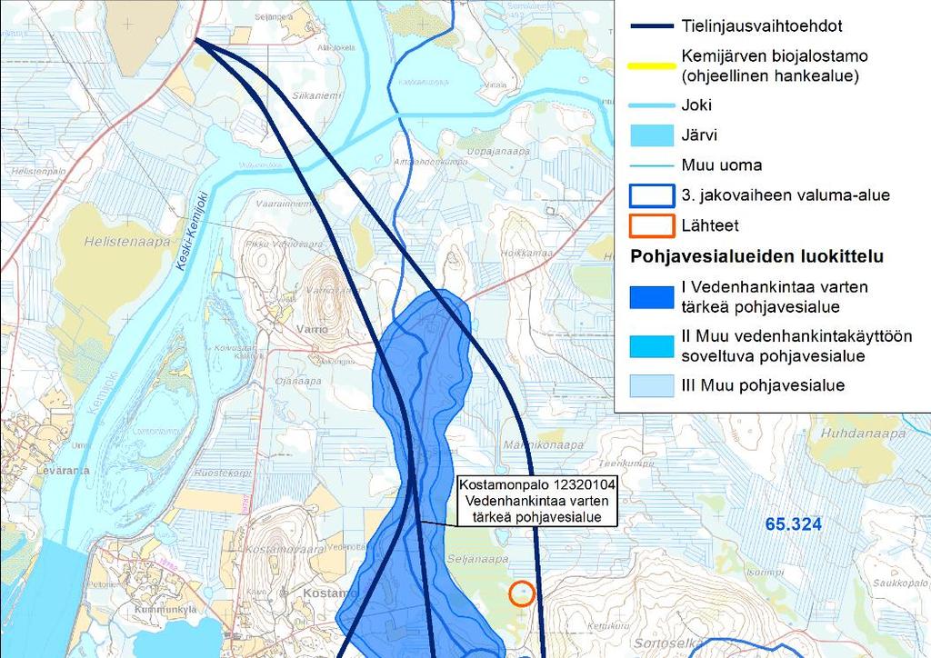 20 (34) 14.2.2019 on ollut hyvä (voimakkaasti muutettu). Linjaus ohittaa Kostamonjärven noin 590 metrin etäisyydeltä.