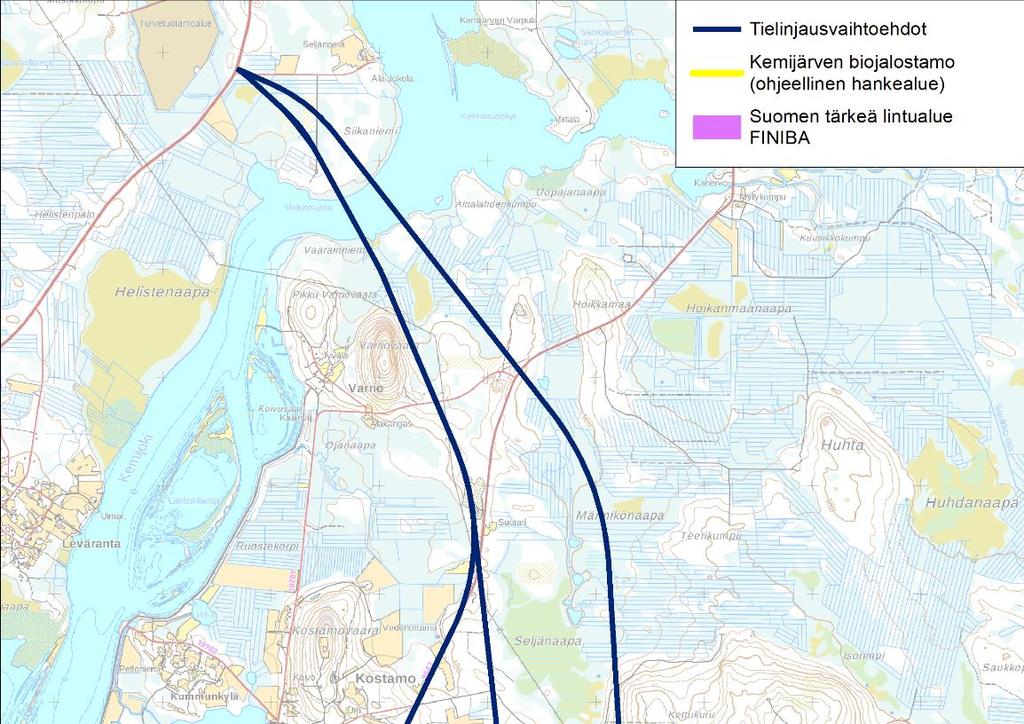14.2.2019 21 (34) 8.4 Luonnonympäristö 8.4.1 Suojelualueet ja muut valtakunnallisesti arvokkaat kohteet Tielinjausvaihtoehtojen läheisyydessä ei sijaitse luonnonsuojelualueita.