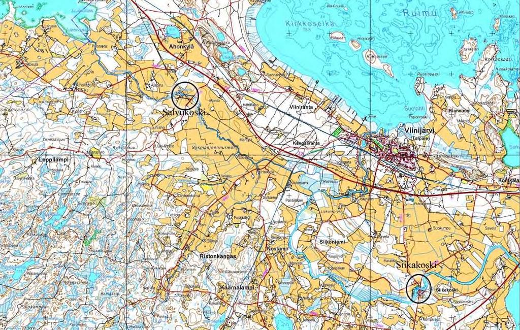 Tarkkailuohjelmassa aiemmin mukana ollut Sysmäjoen Kiukoonkoski on maastotarkastelun perusteella rännimäinen ja perattu uoma, josta ei löydetty selvää koskialuetta.