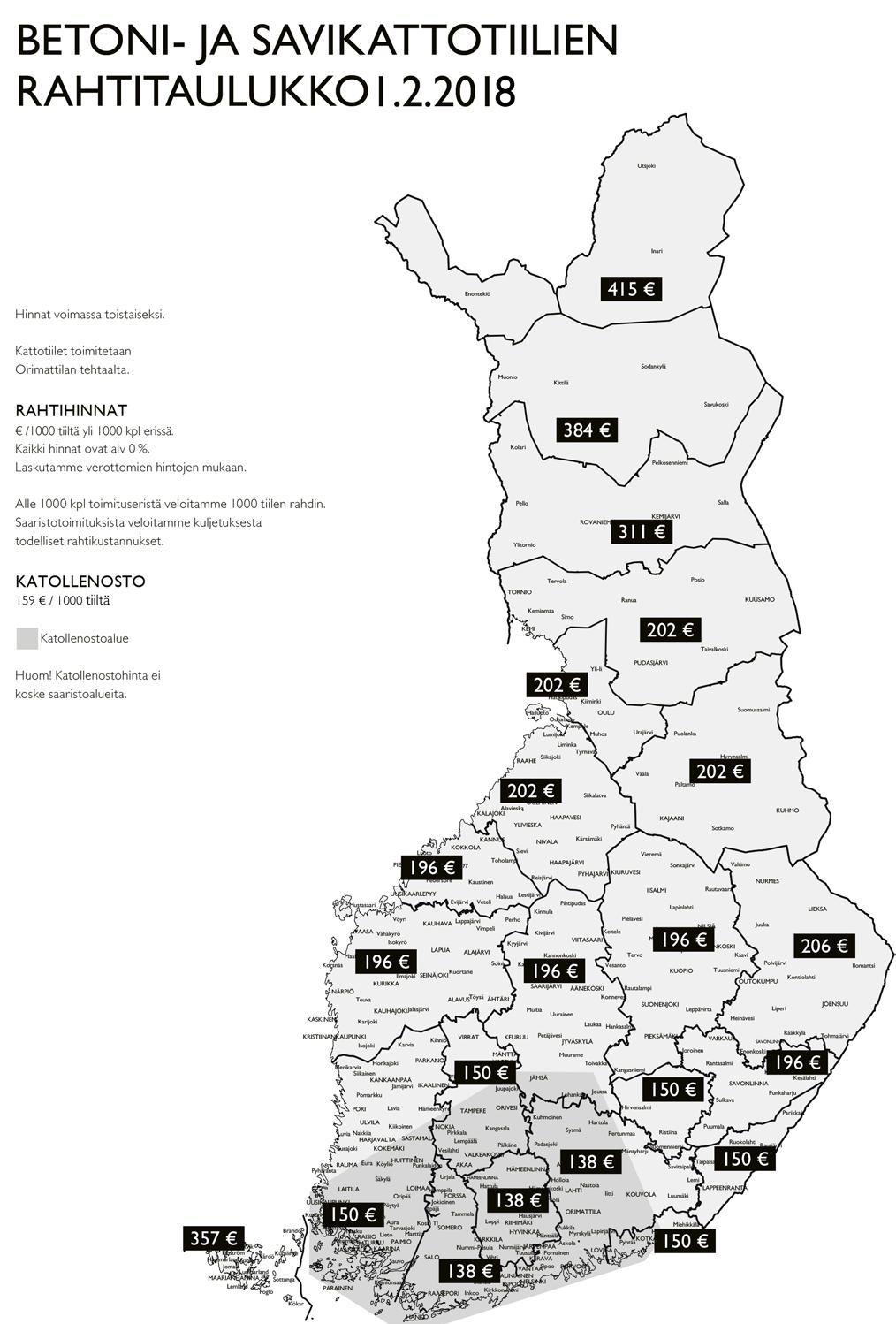 TOIMITUSTAPA Betoni- ja savikattotiilet tarvikkeineen toimitetaan kuljetusalustoilla tilaajan osoittamaan kohteeseen rakennuspaikalla.