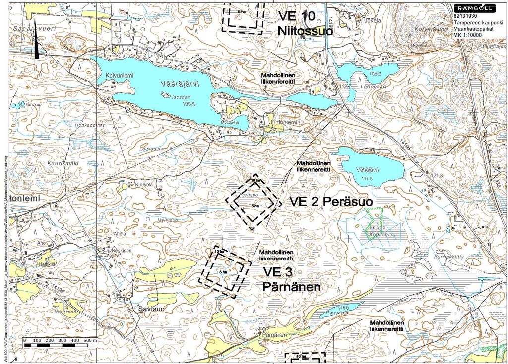 19 6.4 Peräsuo VE 2 Suunnitellulle maanvastaanottoalueelle (VE 2) kulku tapahtuisi valtatieltä 9 seututielle 388 ja edelleen Eerolansuorantielle 14195, josta kääntyy maanvastaanottopaikalle vievä tie.