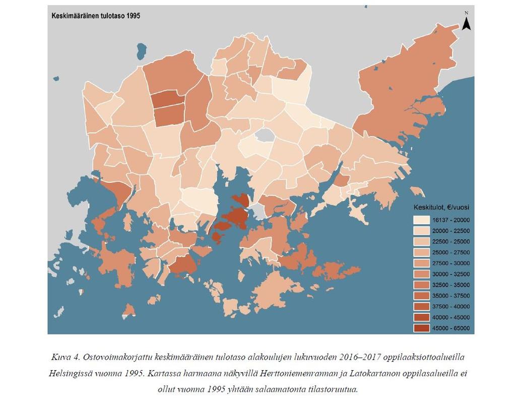 Tulotason kehitys Helsingin oppilasalueilla 1995-2011