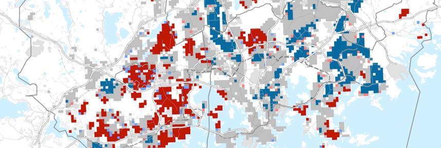 Neljä alueellisen eriytymisen trendiä suurissa suomalaiskaupungeissa Syvemmät kuilut: Väestöryhmien ja alueiden välisten erojen kasvu Kertautuvat kartat: Huono-osaisuuden eri ulottuvuuksien
