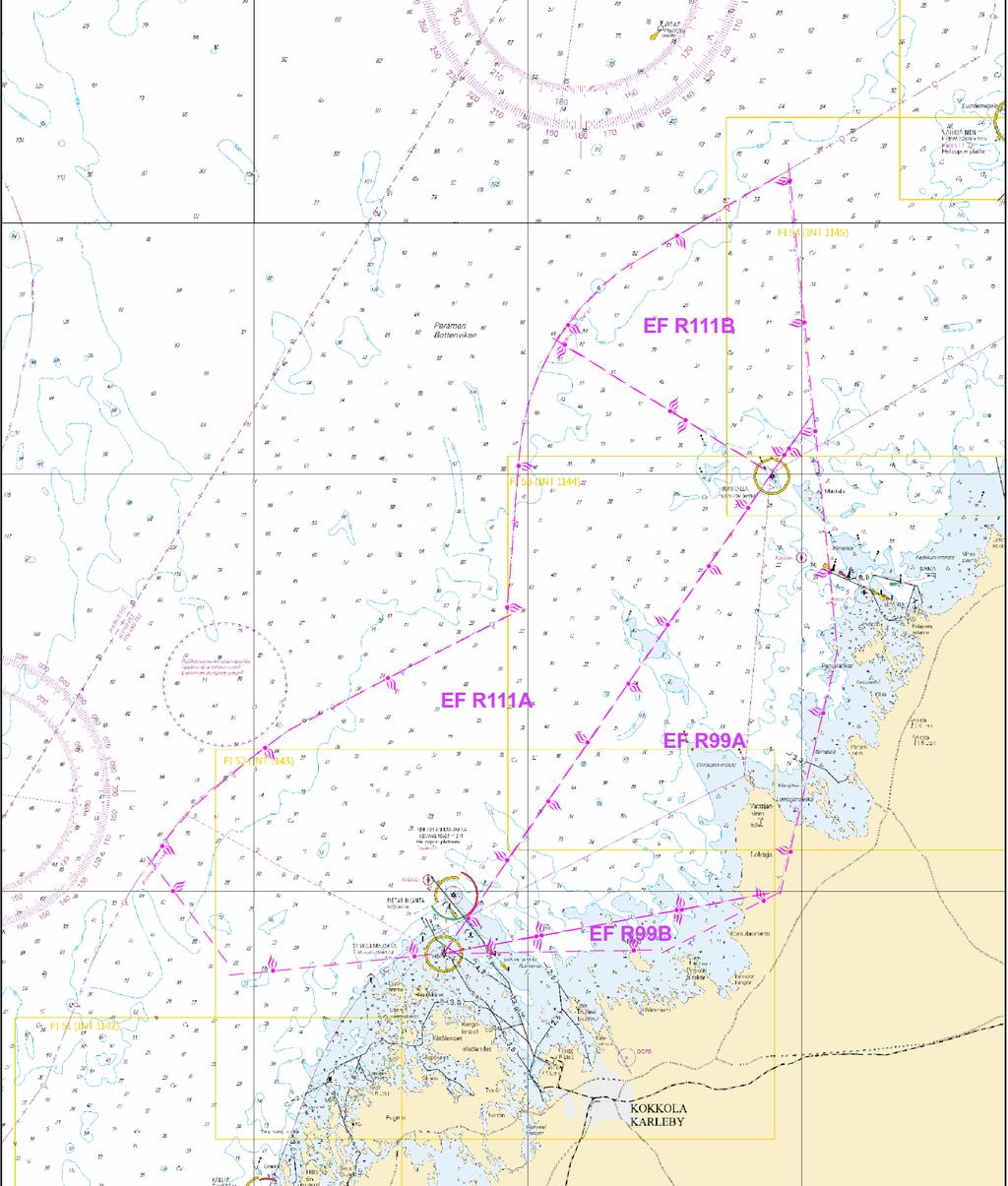 Kuva viitteeksi, karttaotteet ei merikartan mittakaavassa / Bild för referens, kortutdrag inte i sjökortets skala / Image for reference, chart extracts not to scale of chart 7 Kauppa-aluksia ei