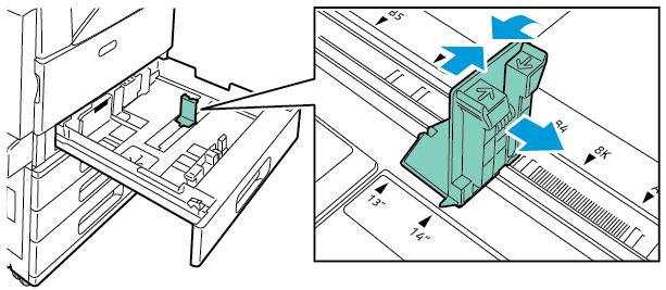 Paperit ja muu tulostusmateriaali 4. Voit siirtää paperin leveysrajoitinta puristamalla rajoitinvipua ja liu'uttamalla rajoitinta ulospäin. 5. Aseta erikoiskokoinen paperi alustalle. 6.