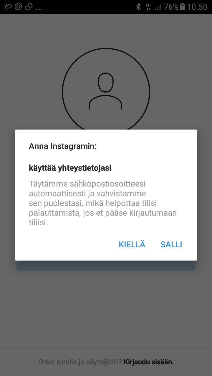 että olet Instagramissa ja toisinpäin.