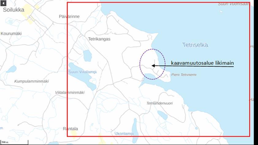 3 1. PERUSTIEDOT Kiviapajan seudun osayleiskaavaa muutoksen tavoitteena on siirtää rakentumaton RA-rakennuspaikka Pienen Tetriniemen pohjoisrannalta etelärannalle alueelle, joka on osoitettu voimassa