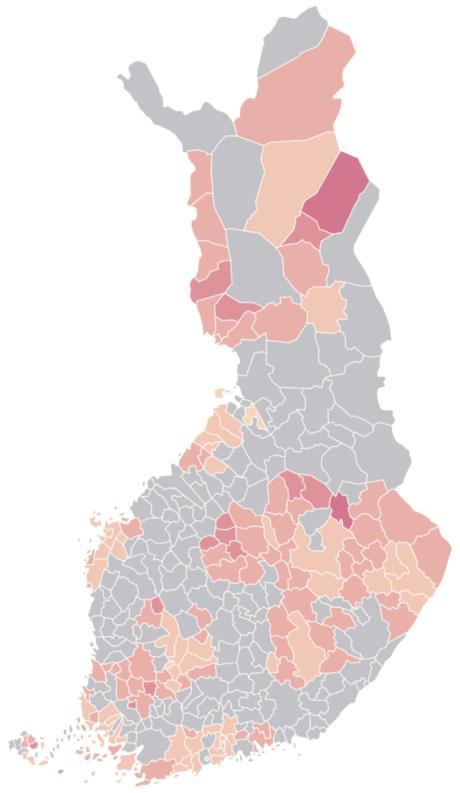 YLIPAINON YLEISYYDESSÄ ON SUURIA ALUEELLISIA EROJA Tytöt Pojat Ylipainoisten (ISO-BMI 25 kg/m²) osuus 2