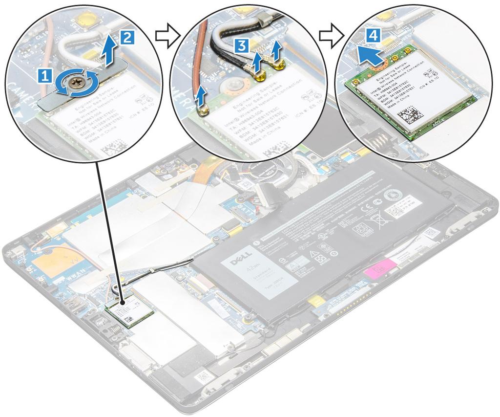 WLAN-kortti WLAN -kortin irrottaminen 1 Noudata Ennen kuin avaat tabletin -kohdan ohjeita.
