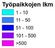 Yhdyskuntarakenteen indikaattoreita Espoosta eri YKR-vyöhykkeillä.