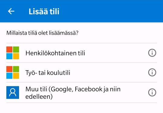 6. Lisää tili klikkaamalla ruudun keskellä